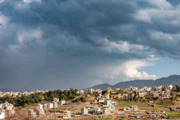 Nuvole Nere Temporale Sulla Città Kathmandu Nepal — Foto Stock