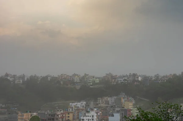 Een Stof Storm Zware Bewolking Kathmandu Nepal — Stockfoto