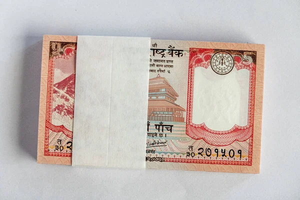 Banknot Papierowy Nepal Białym Tle — Zdjęcie stockowe