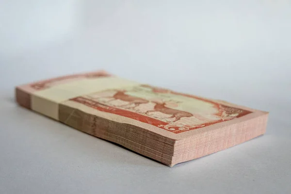 Banknot Papierowy Nepal Białym Tle — Zdjęcie stockowe