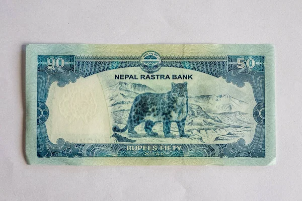 Banknot Papierowy Nepal Białym Tle — Zdjęcie stockowe