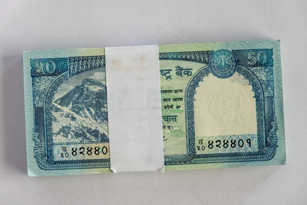 Χαρτί Νεπάλ Τραπεζογραμμάτια Λευκό Φόντο — Φωτογραφία Αρχείου