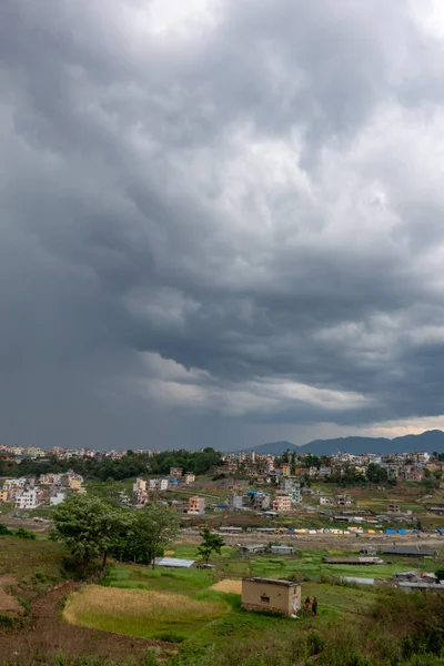 Nuages Orageux Dessus Ville Katmandou Népal Début Mer Pluvieuse — Photo