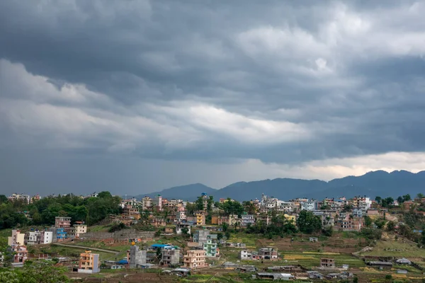 Viharfelhők Kathmandu Városa Felett Nepálban Esős Tengerpart Kezdetén — Stock Fotó