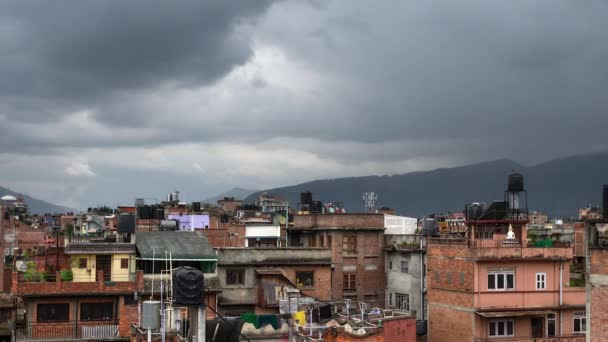 Kilátás Felhők Mozog Város Felett Kathmandu Nepál Esős Évszakban — Stock videók