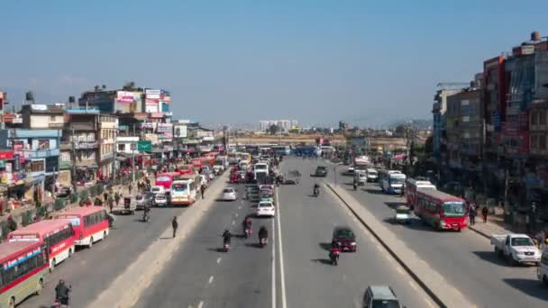 Vídeo Movimento Lapso Tempo Tráfego Estrada Circular Cidade Katmandu Nepal — Vídeo de Stock