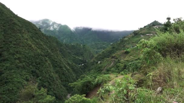Буйні зелені долини й пагорби Непалу — стокове відео
