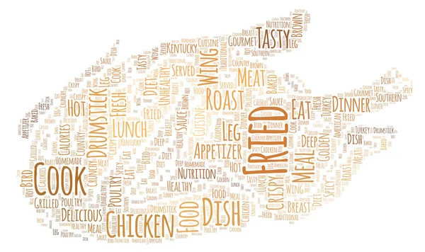 Sült Csirke Word Cloud Art Poszter Illusztráció Foody Words — Stock Fotó