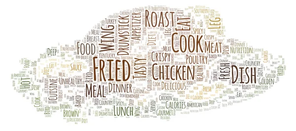 A Roast Chicken Word Cloud Art Poster Illustration with foody words.