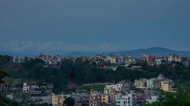 Time Lapse Des Lumières Qui Allument Dans Ville Katmandou Népal — Video