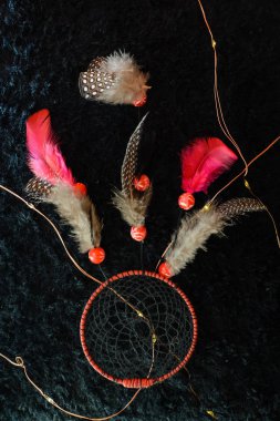 Siyah bir yün üzerinde Dream catcher