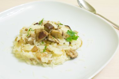Risotto mantar, parmesan peyniri ve maydanoz ile 