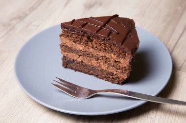 Parça çikolatalı kek Prag. Homemade pişirme. Seçici odak