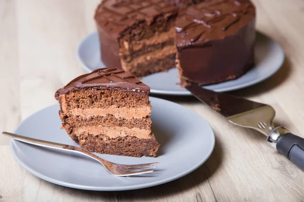 Chocolate cake Prague. Homemade baking. — Stock Photo, Image