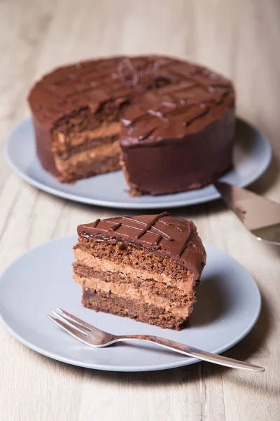 Chocolate cake Prague. Homemade baking. — Stock Photo, Image