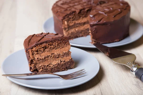 Chocolate cake Prague. Homemade baking. — Stock Photo, Image
