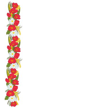 Çiçek tebrik kartı. Mimoza, Lale, papatya ve yaprakları. Bir düğün, doğum günü ve diğer tatil için davet olarak kullanılabilir. Bahar vektör çizim