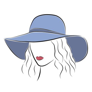 Mavi çapında ekledi şapkalı güzel zarif Bayan.