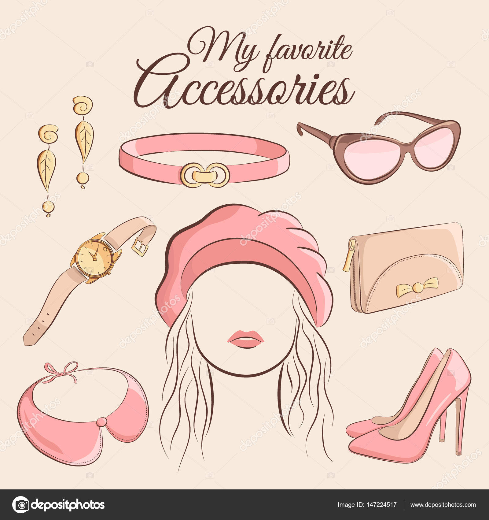Moda Wektor Zestaw Ilustracja Modne Wyposażenie Z