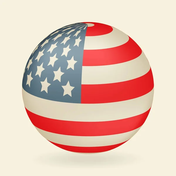 Bandera de Estados Unidos en forma de pelota. Icono aislado sobre fondo blanco. Ilustración vectorial — Vector de stock