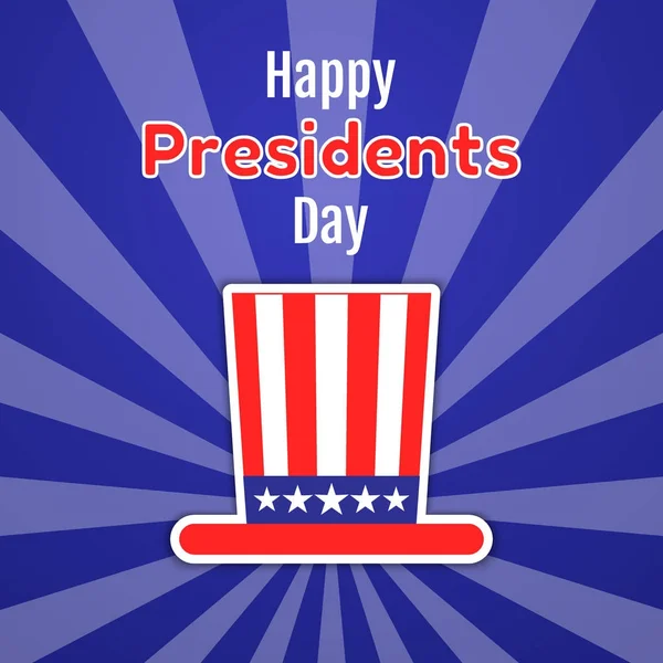 Mutlu Cumhurbaşkanlığı Günü tebrik kartı, davet veya afiş. Amerikan beyefendi şapka çizgileri ve yıldız. Düz stil etiket. Vektör çizim — Stok Vektör