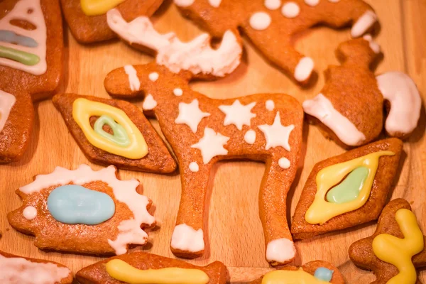 Gingerbread renkli dekore kurabiye - Noel geyik, sincap, kirpi