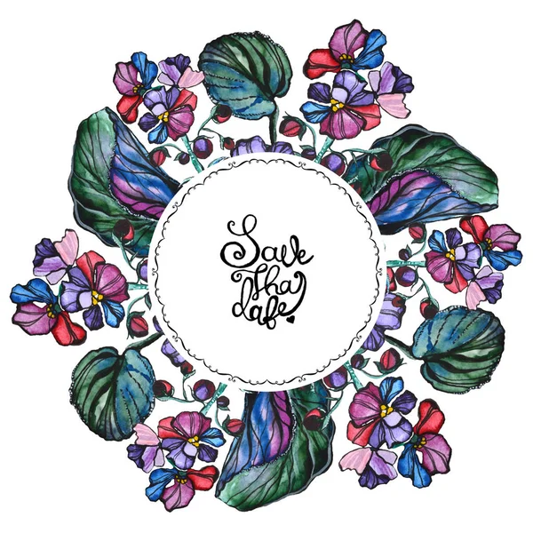 Menekşe ile suluboya çelenk