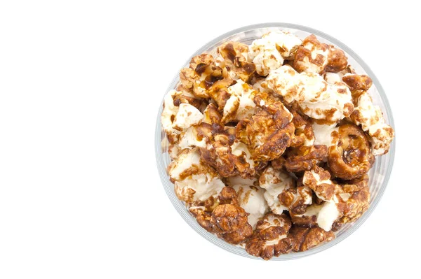 Шоколадний Попкорн Прозорому Келиху Ізольований Білому — стокове фото