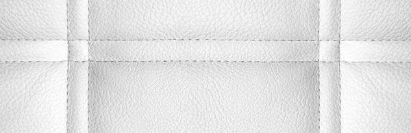 Bílá Kůže Liniemi Výšivkovou Texturou Pozadí Panorama Velký Formát Nápis — Stock fotografie