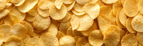 Potato Chips Panorama Texture Background — Stock Photo, Image