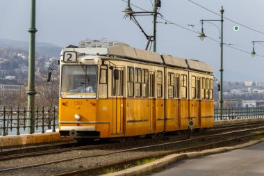Budapeşte, Macaristan - 2016 yaklaşık: Avrupa tramvay