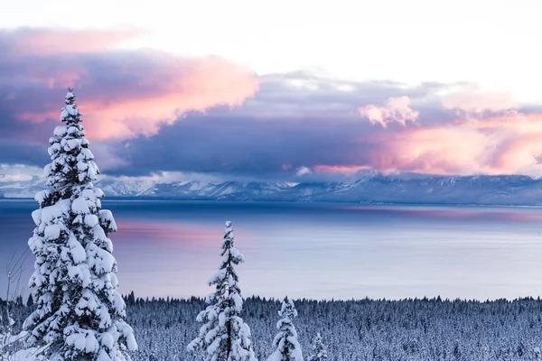 İnanılmaz bir kış zaman, renkli gökyüzü. Doğa