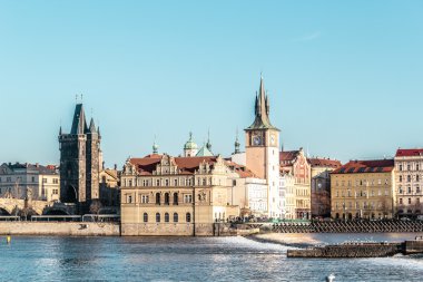 Binaları ve sokakları Vltava Nehri Prag, Çek Republi yakın