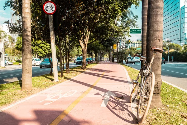 Kerékpárút az utcán (Brazília Sao Paulo, Brazília) — Stock Fotó