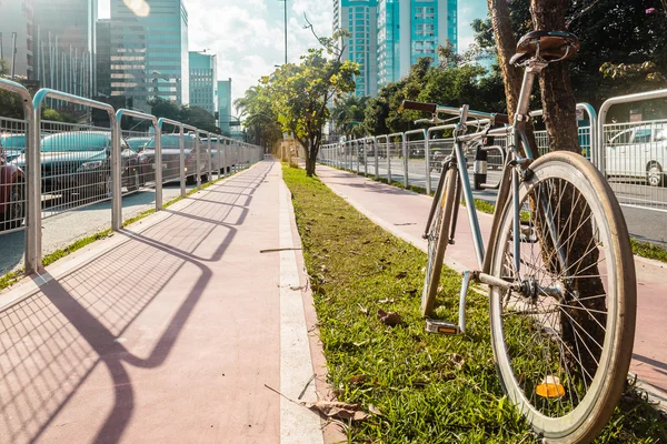 Carriles bici en las calles de Sao Paulo, Brasil (Brasil) ) — Foto de Stock