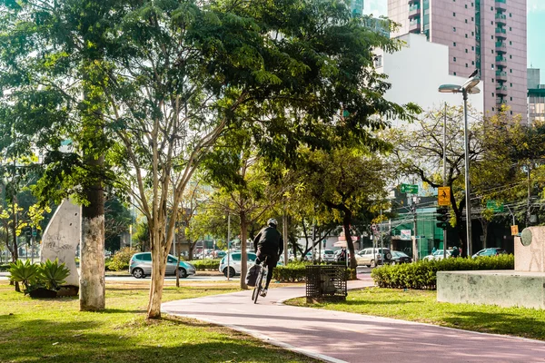 Fietspad in de straten van Sao Paulo, Brazilië (Brasil) — Stockfoto