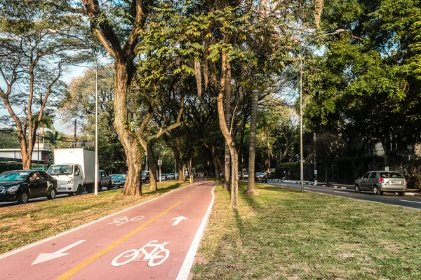 Carriles bici en las calles de Sao Paulo, Brasil (Brasil) ) — Foto de Stock