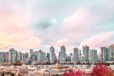 Sonbahar günbatımı Downtown Vancouver, Kanada