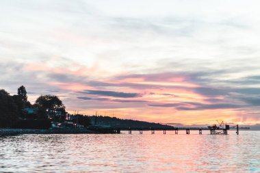 Günbatımı Kitsilano Beach deki Vancouver, Bc, Kanada
