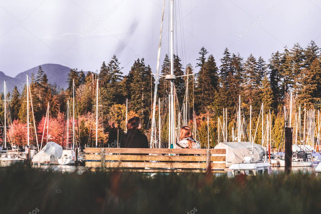 Couple at Devonian Harbour Park in Vancouver, BC, Canada