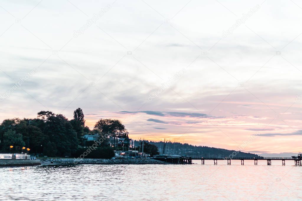 Sunset at Kitsilano Beach in Vancouver, BC, Canada