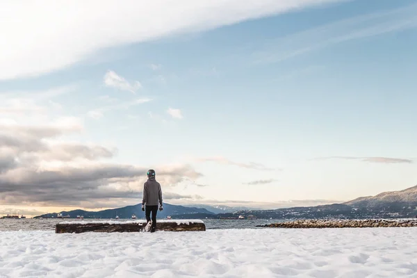 Vancouver strand bedekt met sneeuw, Bc, Canada — Stockfoto