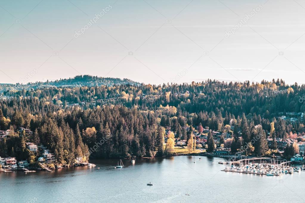 Deep Cove view from Quarry Rock at North Vancouver, BC, Canada