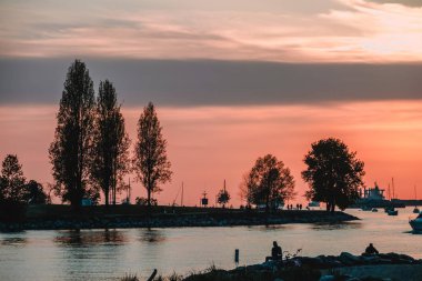 Günbatımı Sunset Beach deki Vancouver, Bc, Kanada
