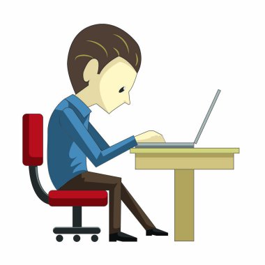 8 saat çalışıyorum. Bir adam bir dizüstü bilgisayarda çalışıyor.