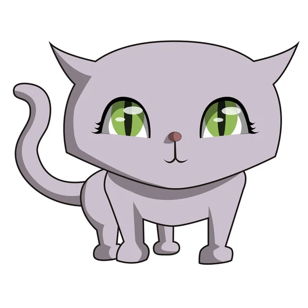 Schattige Kat Een Vector Afbeelding Ter Illustratie Van Een Heel — Stockvector