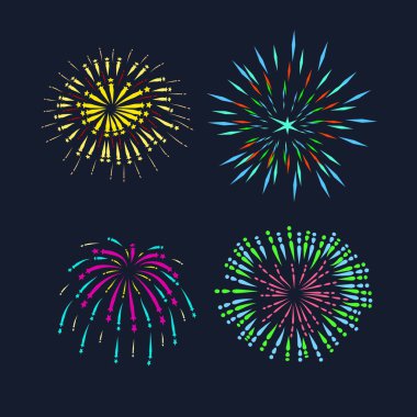 Renkli Havai fişek seti, Mutlu yıllar.