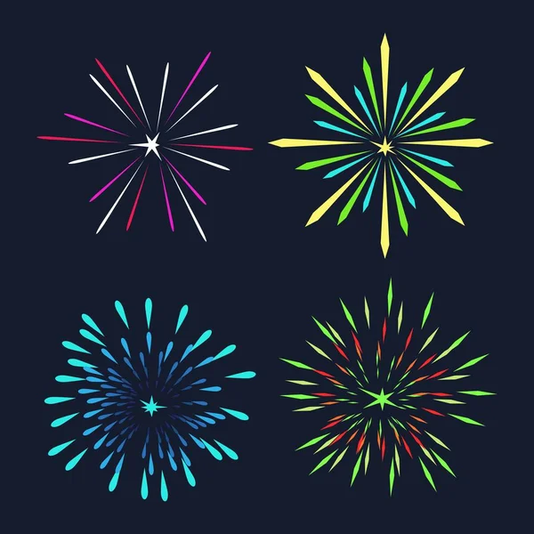 Ensemble Feux Artifice Colorés Bonne Année — Image vectorielle