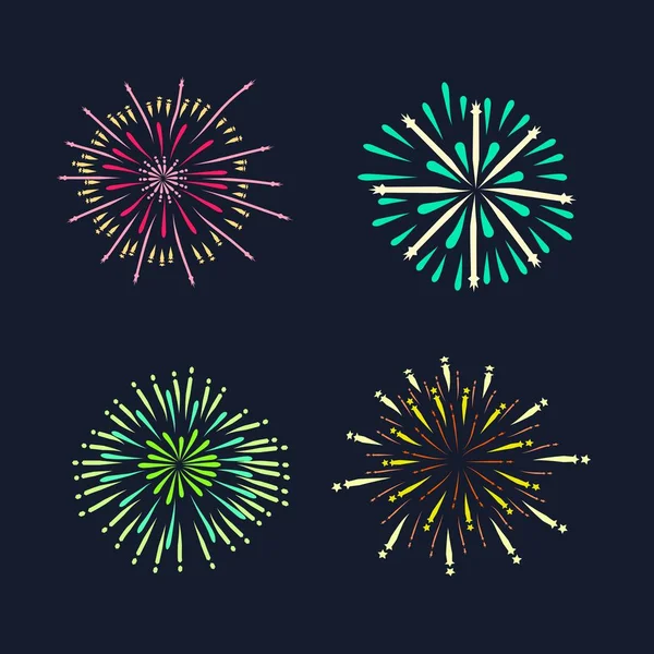 Színes Tűzijáték Készlet Boldog Évet — Stock Vector
