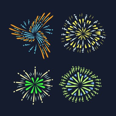 Renkli Havai fişek seti, Mutlu yıllar.